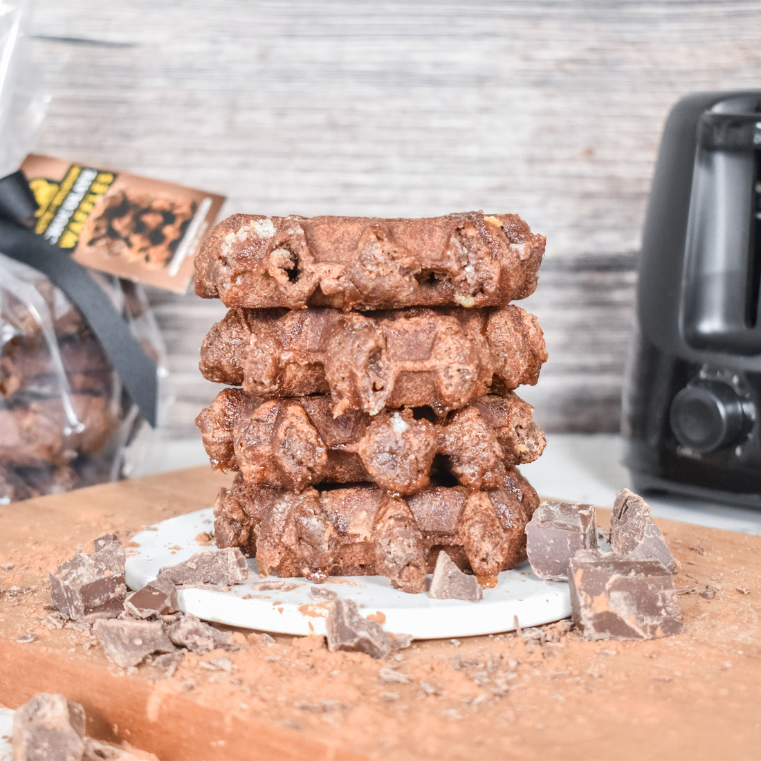 Triple pack of chocolate waffles from Taste of Belgium, perfect for a sweet indulgence.