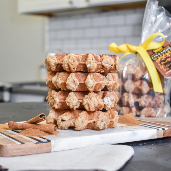 Triple pack of Authentic Waffle Cinnamon Packs waffles with warm cinnamon spice flavor.